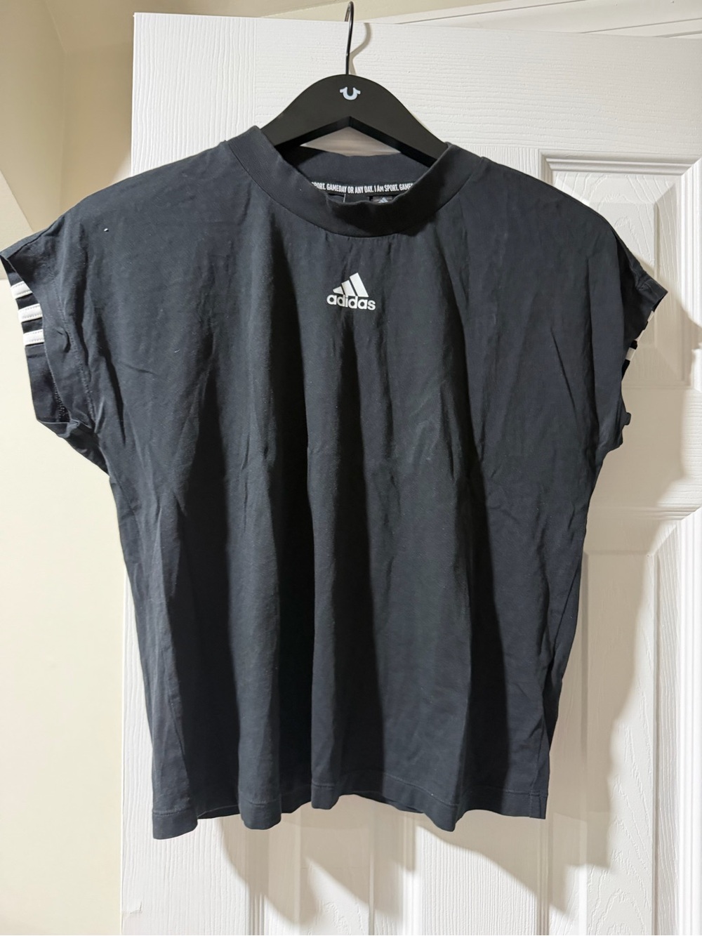 Adidas Women’s Black Logo Crew Neck Box Crop Top
